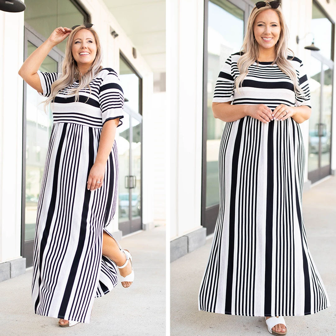 Stripe On Cue Maxi Dress, Black 8 Stripe On Cue Maxi Dress, Black - Image 6