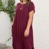 Here We Go Again Dress, Burgundy -VogueBabe Store 1B7A7948 Edit