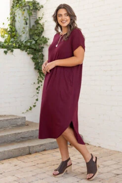 Here We Go Again Dress, Burgundy -VogueBabe Store 1B7A7951