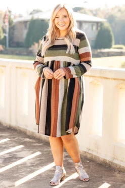 Thinking Of The Past Dress, Olive-Black -VogueBabe Store 1I5A2585