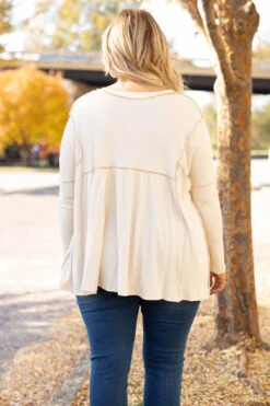 How The Story Goes Top, Oatmeal -VogueBabe Store 1I5A7821