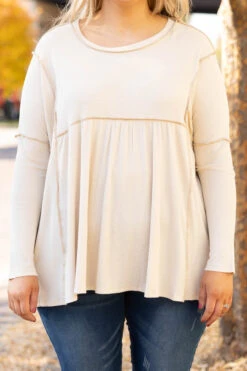 How The Story Goes Top, Oatmeal -VogueBabe Store 1I5A7822