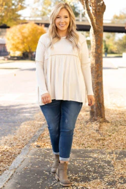 How The Story Goes Top, Oatmeal -VogueBabe Store 1I5A7828