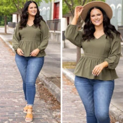 Beautiful As Can Be Blouse, Olive -VogueBabe Store 1 5ab4e951 ed80 4df8 95c8 3bcef759a64e