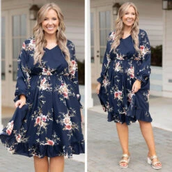 Beautifully Blooming Dress, Navy -VogueBabe Store 2 f0fb8032 2283 4599 a479 e0c0fcabdeff