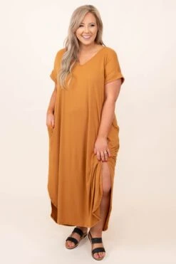 Crossroad Ahead Dress, Clay -VogueBabe Store 3 16 2370