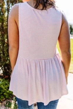 Weekender Waffle Babydoll Stripe, Pink -VogueBabe Store 373A2246