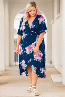 Love In Bloom Dress, Navy -VogueBabe Store 373A2911