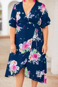 Love In Bloom Dress, Navy -VogueBabe Store 373A2921
