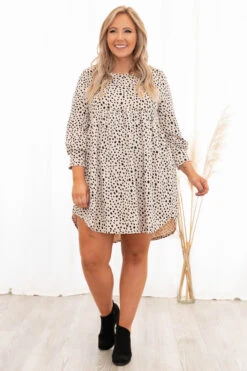 Animal Power Dress, Taupe -VogueBabe Store 373A4930