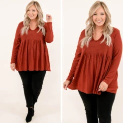 Confidence Is Key Top, Dark Brick -VogueBabe Store 3 ab680d10 cbe8 4c78 ba6a aedee0e0e49c