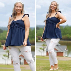 Blossoming Flower Top, Navy -VogueBabe Store 3 b4f4c506 225b 4051 837f fdcc31febe9b