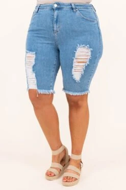 Nighttime Drive Shorts, Light Wash