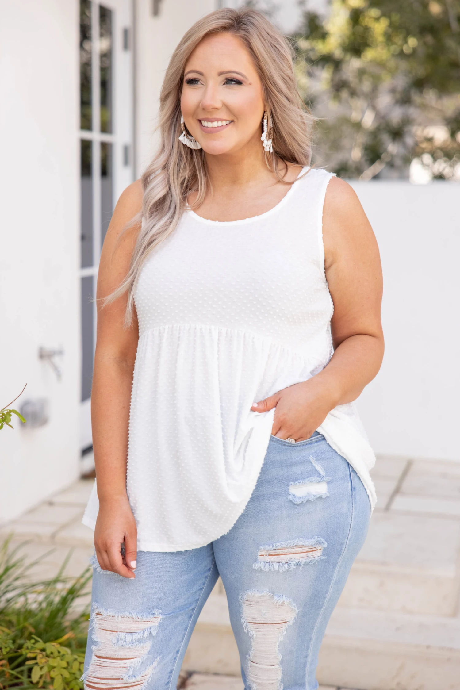 Weekender Babydoll Dotted, Off White 4 Weekender Babydoll Dotted, Off White - Image 2