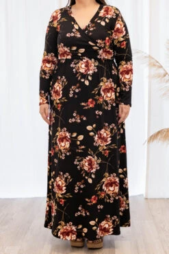 Flowers Of Fall Dress, Black -VogueBabe Store 5E1A2681