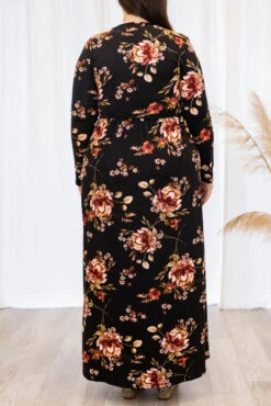 Flowers Of Fall Dress, Black -VogueBabe Store 5E1A2682