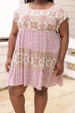 Celebrate With Champagne Dress, Ivory-Pink -VogueBabe Store 5E1A3886