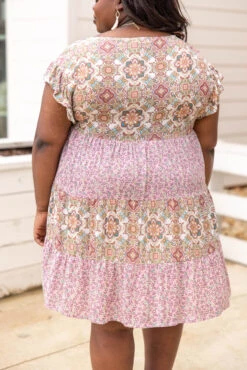 Celebrate With Champagne Dress, Ivory-Pink -VogueBabe Store 5E1A3887