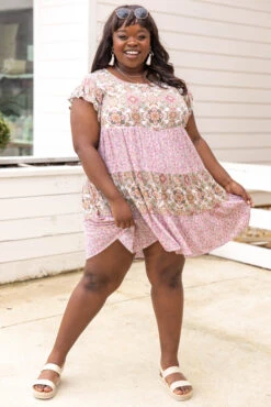 Celebrate With Champagne Dress, Ivory-Pink -VogueBabe Store 5E1A3892