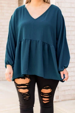 This Is Real, This Is Me Top, Teal -VogueBabe Store 5E1A5343