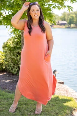 But First Wine Maxi Dress, Deep Coral
