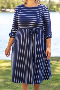 Holding Hands On The Boardwalk Dress, Navy -VogueBabe Store 5E1A8173