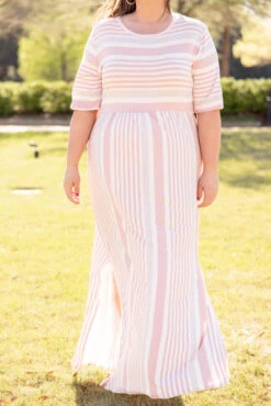 Stripe On Cue Maxi Dress, Pink -VogueBabe Store 5E1A9846 Edit
