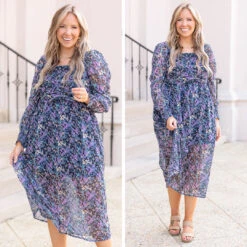 Flowers All Over Dress, Navy Orchid -VogueBabe Store 6 e948d0fa f2b9 4848 bc3b a49aea774d70