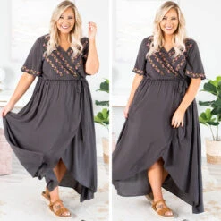 Born To Be Free Dress, Charcoal -VogueBabe Store 7.5 19