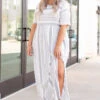 Stripe On Cue Maxi Dress, Heather Gray