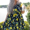 Lemondrop Dress, Navy-Yellow -VogueBabe Store 746A6263