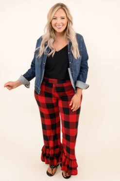 The Big Flare Pants, Black-Red -VogueBabe Store 9 9 15125