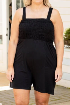 Adventures Ahead Romper, Black -VogueBabe Store AdventuresAheadRomper Black 8528