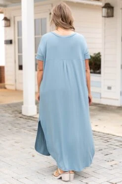 All Summer Long Maxi Dress, Blue Gray -VogueBabe Store AllSummerLongMaxiDress BlueGray