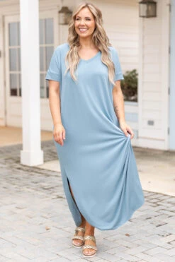 All Summer Long Maxi Dress, Blue Gray -VogueBabe Store AllSummerLongMaxiDress BlueGray 4