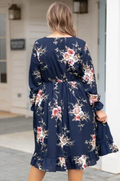 Beautifully Blooming Dress, Navy -VogueBabe Store BeautifullyBloomingDress Navy 0041