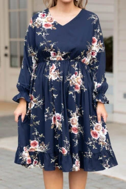 Beautifully Blooming Dress, Navy -VogueBabe Store BeautifullyBloomingDress Navy 0042