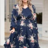 Beautifully Blooming Dress, Navy