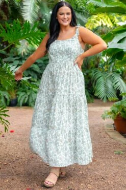 Blessed Be The Day Maxi Dress, Cream-Olive -VogueBabe Store BlessedBeTheDayMaxiDress.Cream Olive 11