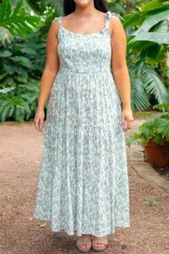 Blessed Be The Day Maxi Dress, Cream-Olive -VogueBabe Store BlessedBeTheDayMaxiDress.Cream Olive 2