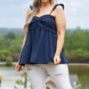 Blossoming Flower Top, Navy