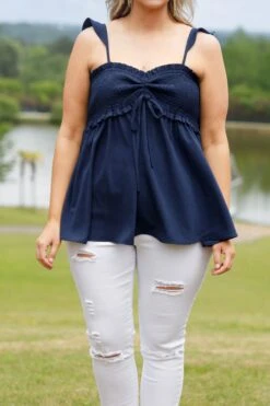Blossoming Flower Top, Navy -VogueBabe Store BlossomingFlowerTop Navy 5