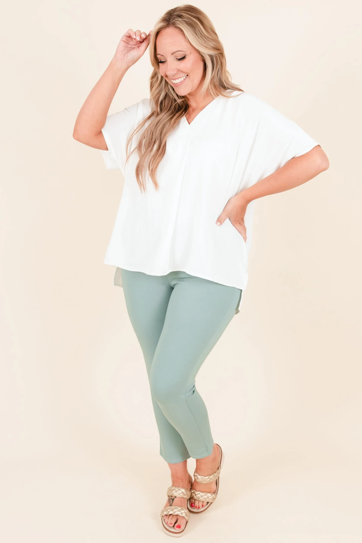 Business Lady Pants, Aloe 4 Business Lady Pants, Aloe - Image 2