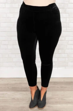 Business Lady Pants, Black Velvet -VogueBabe Store BusinessLadyPants BlackVelvet 2