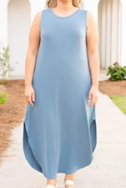 But First Wine Maxi Dress, Blue Grey -VogueBabe Store ButFirstWineMaxiDress BlueGray 2