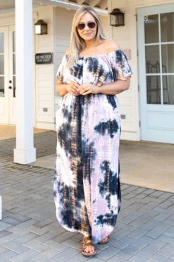 By The Boardwalk Maxi Dress, Mauve Ocean Tie Dye