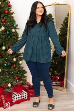 Catch The Vibe Top, Hunter Green -VogueBabe Store CatchTheVibeTop HunterGreen 7241