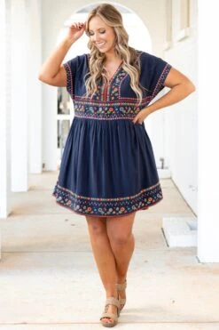 Chime In Dress, Navy -VogueBabe Store ChimeInDress Navy 2254