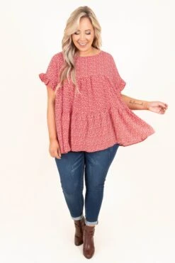 Coffee By Candlelight Top, Red -VogueBabe Store CoffeeByCandlelightTop Red 9594