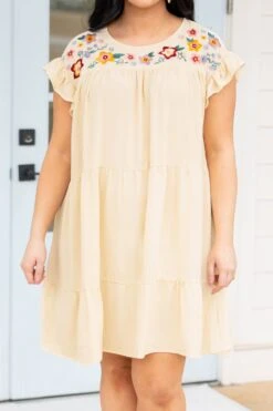 Cute But Casual Dress, Cream -VogueBabe Store CuteButCasualDress Cream 0203